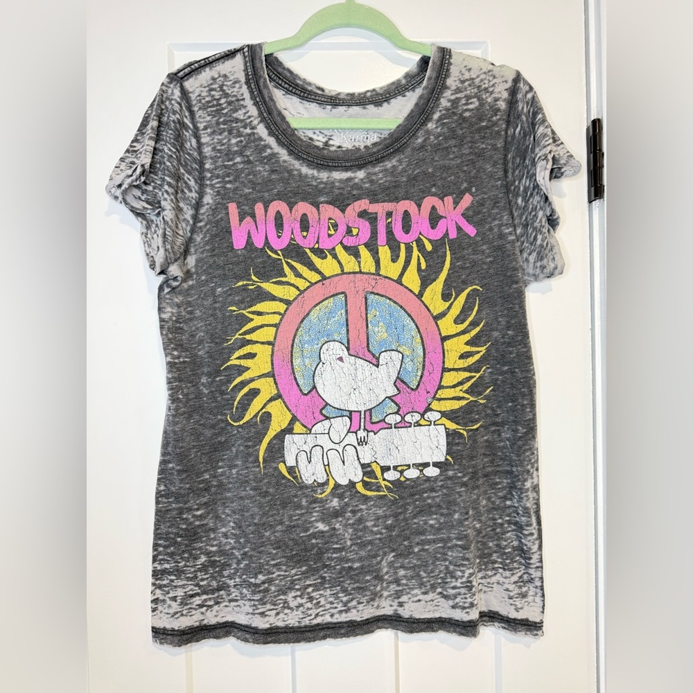 Recycled Karma Woodstock Gray and Pink Graphic Tee